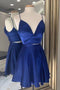 Two Pieces Blue Stain Homecoming Dress Party Dress,Graduation Dress chh0080