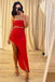 Simple Two Piece Spaghetti Straps Red Elastic Satin Prom Dress, Occasion Dress CHP0204