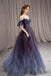 Gorgeous A-Line Tulle Long Prom Dress, Shiny Spaghetti Straps Formal Gown CHP0123