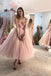 Princess Pink Tulle Off the Shoulder Lace up Prom Dresses with Bowknot,Sweetheart Formal Gown CHP0165