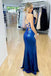 Gorgeous Shiny Blue Sequins Mermaid Backless Prom Dress, Formal Gown CHP0158