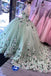 Sweetheart Green Ball Gown Tulle Long Prom Dress With Applique, Quinceañera Dress  CHP0224