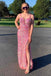 Sequins Spaghetti Straps Mermaid Long Prom Dresses, Backless Evening Gown CHP0170