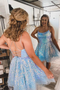 Sparkly A-line Light Blue Sequins Short Party Dress,Mini Prom Dress, Graduation Dresses chh0076