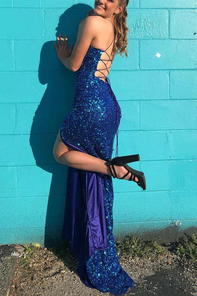 Simple Navy Blue Sequins Mermaid Long Prom Dress,Glitter Evening Dress cherishgirls Simple Navy Blue Sequins Mermaid Long Prom Dress,Glitter Evening Dress cherishgirls