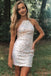 Glitter White Sequins Short Homecoming Dress,Graduation Dresses chh0057