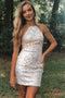 Glitter White Sequins Short Homecoming Dress,Graduation Dresses chh0057