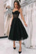 Black Tulle A-Line Spaghetti Straps Tea-Length Short Homecoming Dress,Sweetheart Party Gowns chh0091