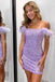 Gorgeous Sequins Bodycon Mini Homecoming Dress With Feather, Spaghetti Straps Short Party Dress chh0121