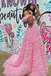 Gorgeous Pink Tulle Off-the-Shoulder Long Prom Dress With Slit, Formal Dress CHP0205