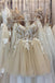 Champagne Tulle Lace Short Homecoming Dresses, A-Line Formal Graduation Dresses chh0086