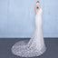 Elegant V Neck Lace Wedding Dresses, Mermaid Backless Lace Bridal Dress UQ2348