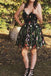 Black Spaghetti Straps Sleeveless Homecoming Dress with Lace Flowers, Cute Prom Gown N2162