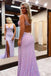 Mermaid Sequins V Neck Lilac Prom Dresses With Slit,Gorgeous Evening Party Dress CHP0163
