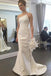 Simple Strapless Mermaid Long Wedding Dresses, Elegant Ivory Sweep Train Wedding Dresses UQ2520