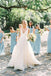 Simple V Neck Sleeveless Beach Wedding Dresses, Ivory Chiffon Beach Wedding Dresses N2503