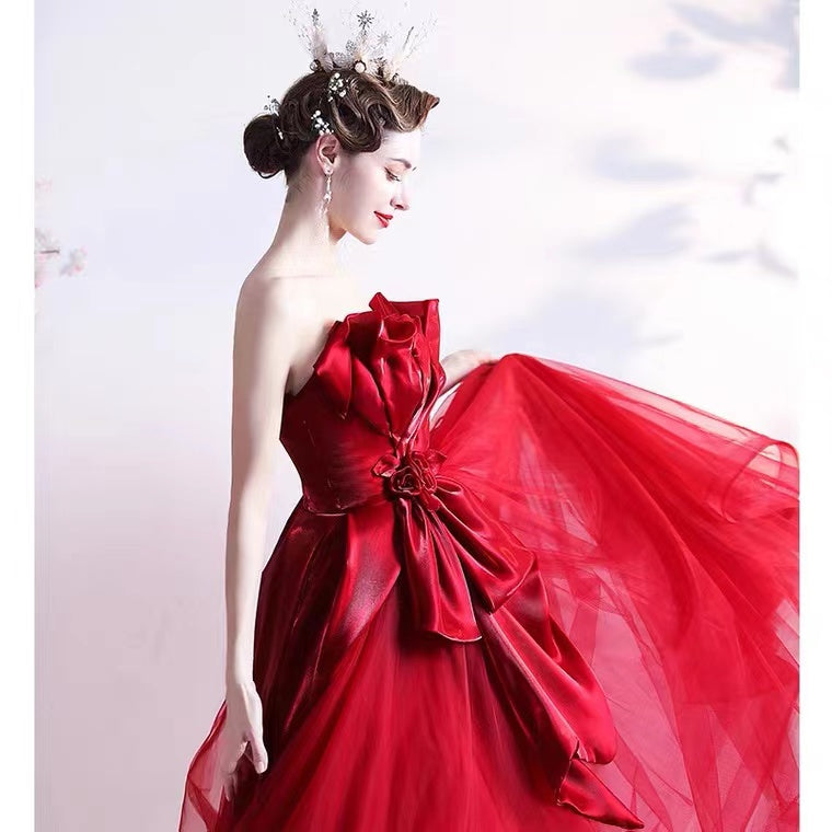 New Arrival A Line Strapless Bowknot Long Formal Prom Dress, Charming Evening Party Dress CHP0068