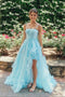 Gorgeous Blue Tulle Spaghetti Straps Long Prom Dress,Formal Dress CHP0183