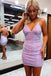 Gorgeous Sequins Backless Bodycon Mini Homecoming Dress, Spaghetti Straps Short Party Dress chh0114