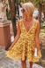 Unique Yellow A line V Neck Homecoming Dresses,Short Prom Dress chh0145