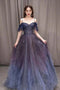 Gorgeous A-Line Tulle Long Prom Dress, Shiny Spaghetti Straps Formal Gown CHP0123