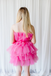 Hot Pink Strapless Tiered Homecoming Dress With Layers, Party Gown chh0117