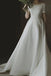 Simple White Satin V Back Beach Wedding Dresses, Ivory Bridal Gowns With Bowknot CHW0135