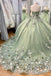 Sweetheart Green Ball Gown Tulle Long Prom Dress With Applique, Quinceañera Dress  CHP0224