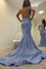 Gorgeous Shiny Blue Sequins Mermaid Backless Prom Dress, Formal Gown CHP0129