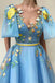 Blue Tulle Long Prom Dress with Applique, Formal Evening Dress CHP0200