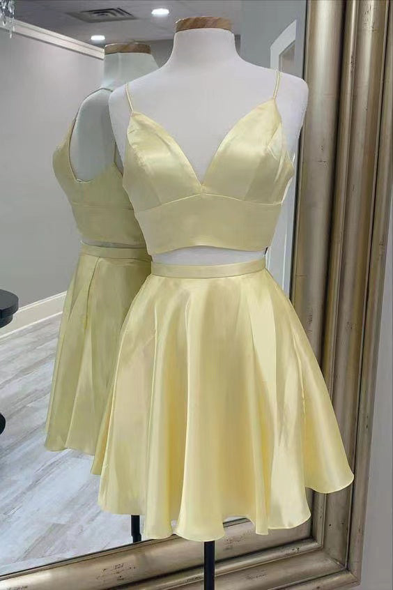 Two Pieces Blue Stain Homecoming Dress Party Dress,Graduation Dress chh0080