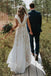 Cap Sleeves Lace V Back Beach Wedding Dresses, Elegant Bride Gowns CHW0137