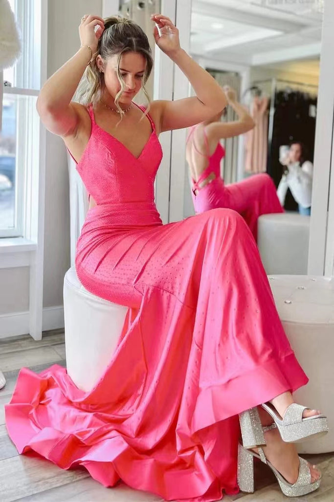 Gorgeous Hot Pink Satin Mermaid Long Prom Dress, Formal Dress CHP0177 cherishgirls Gorgeous Hot Pink Satin Mermaid Long Prom Dress, Formal Dress CHP0177 cherishgirls