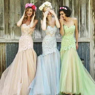 Mermaid Lace Sweetheart Sleeveless Long Formal Prom Dress, Charming Wedding Dress CHP0069