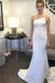 Simple Strapless Mermaid Long Wedding Dresses, Elegant Ivory Sweep Train Wedding Dresses UQ2520