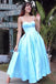 Simple Blue Satin Tea-Length Homecoming Dressess,Spaghetti Straps Short Formal Gown chh0097