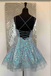 Sparkly A-line Light Blue Sequins Short Party Dress,Mini Prom Dress, Graduation Dresses chh0076