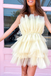 Yellow Strapless Tiered Homecoming Dress With Layers, Party Gown chh0128