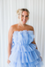 Light Blue Strapless Tiered Homecoming Dress With Layers, Party Gown chh0118