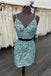 Glitter Two Piece Blue Sequins Tight Short Homecoming Dress, Graduation Dresses, Sweet Dress chh0067