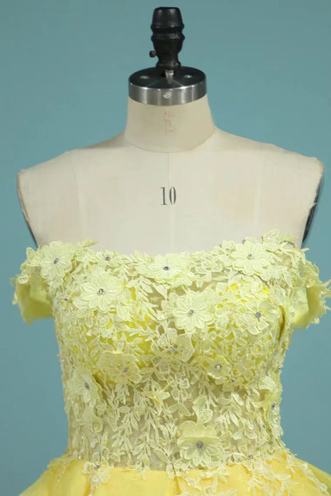 A Line Off The Shoulder Homecoming Dresses With Applique, Party Gown, Graduation Dress chh0105