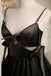 Cute Black Satin Spaghetti Straps V Neck Short Homecoming Dresses With Bowknot chh0065