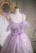 Cute Light Purple Tulle Homecoming Dress with Bowknot, Prom Gown CHH0074