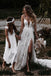 Deep V-Neck Spaghetti Straps Lace Appliques Wedding Dresses, Bridal Gown CHW0159
