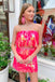 Sparkly Two Piece Hot Pink Spaghetti Straps Homecoming Dress,Short Prom Dress chh0152