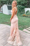 Pink Satin Mermaid Long Prom Dress With Applique, Formal Dress CHP0205