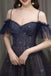 Gorgeous A-Line Tulle Long Prom Dress, Shiny Spaghetti Straps Formal Gown CHP0123