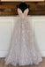 Light Champagne Sequin Lace Sleeveless Prom Dress, Simple A-Line Stunning Formal Evening Gowns chp0141