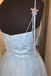 Elegant A-Line Light Sky Blue Tulle Spahetti Straps Dress with Appliques CHP0118
