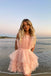 Pink Strapless Tiered Homecoming Dress With Layers, Party Gown chh0094